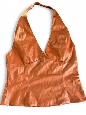 Lulus orange faux leather halter top
